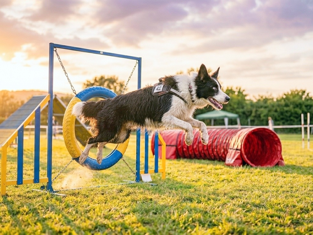 The dog fully enjoy the sports.