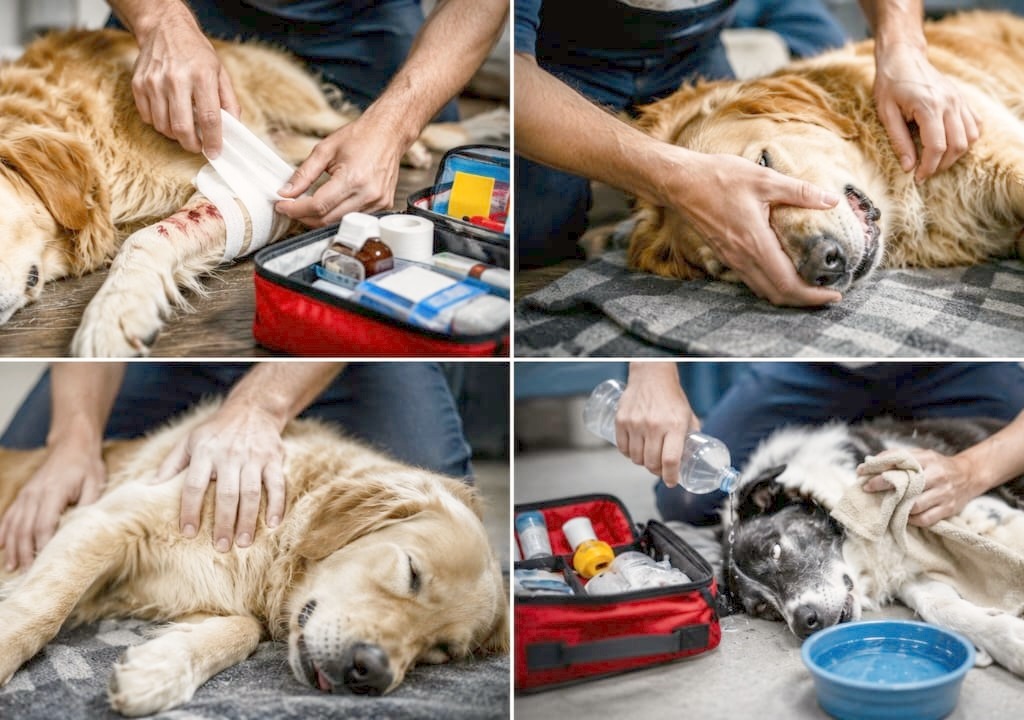 First aid for injured dogs and emergency bandaging for wounds.