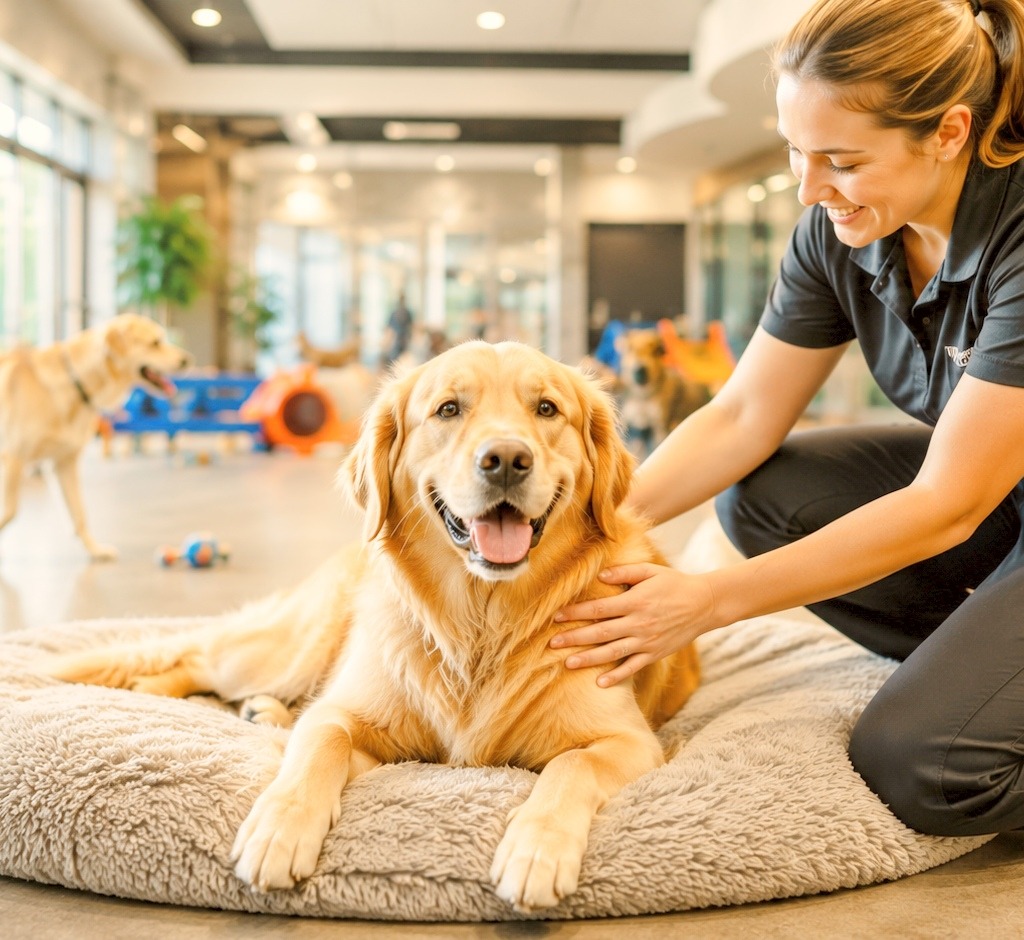 The dog is happy due to mental satisfaction and future visits.