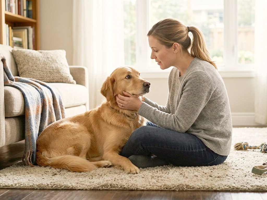 The owner feel nervous during dog sitting training.