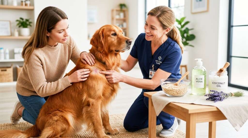 The dermatologist diagnose the dog skin problems.