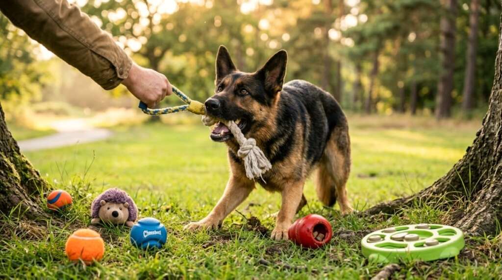 Dog feels energetic during playing