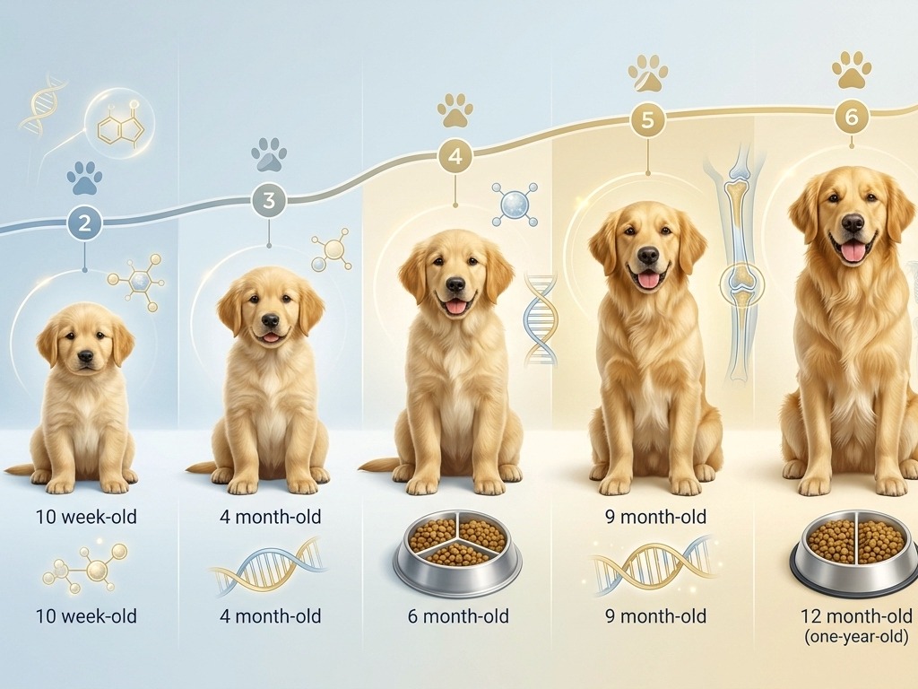 The food according to the puppy age.