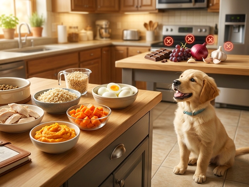There is the home food for puppy.