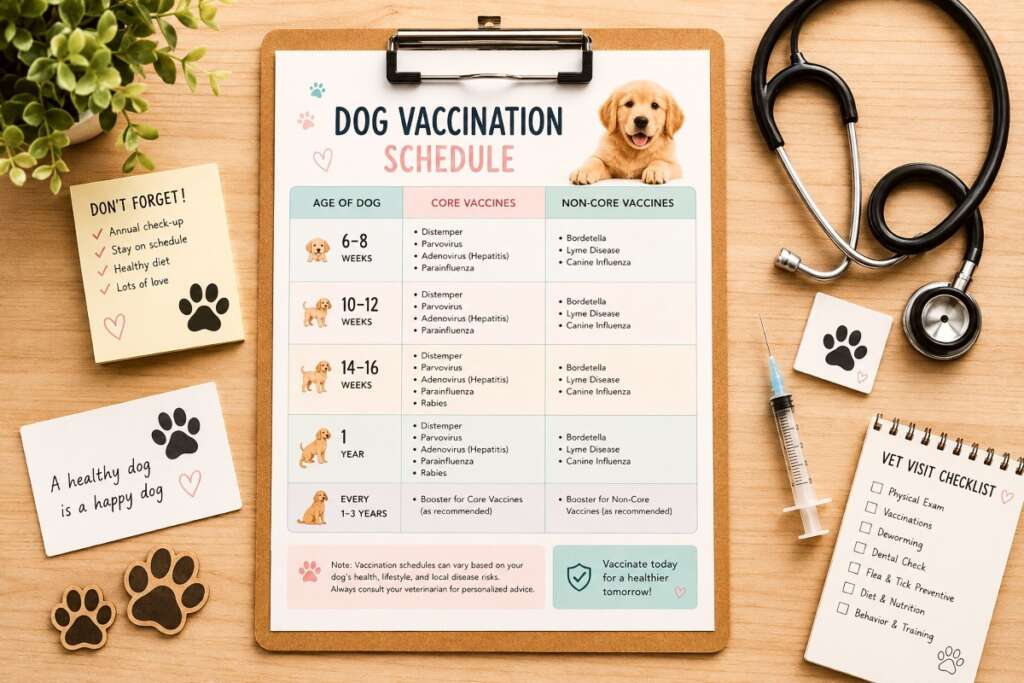 There is schedule for Dog Vaccination.