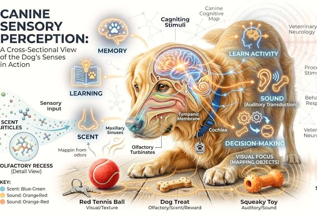 There is cross section view of dog sensory system.
