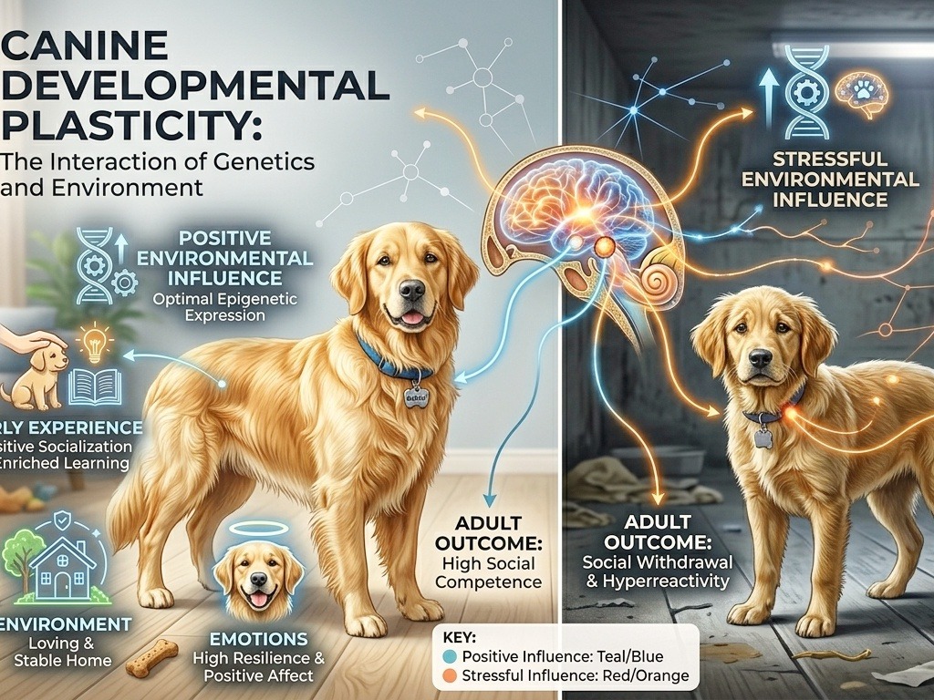 Positive and negative environment influence the dog behaviour.