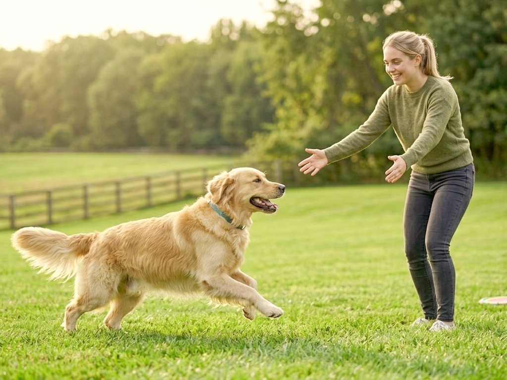 The owner teach the dog for recalling.