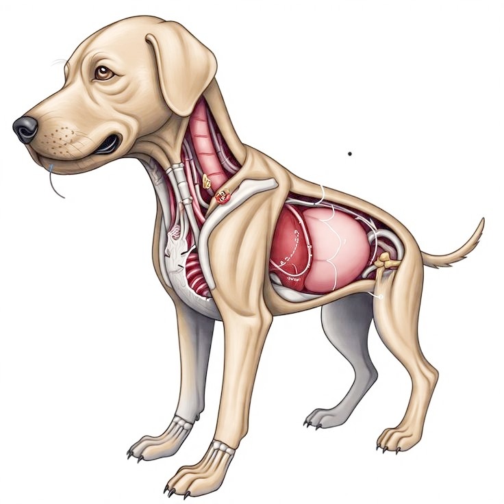 Parasitic worms infecting a dog's body.