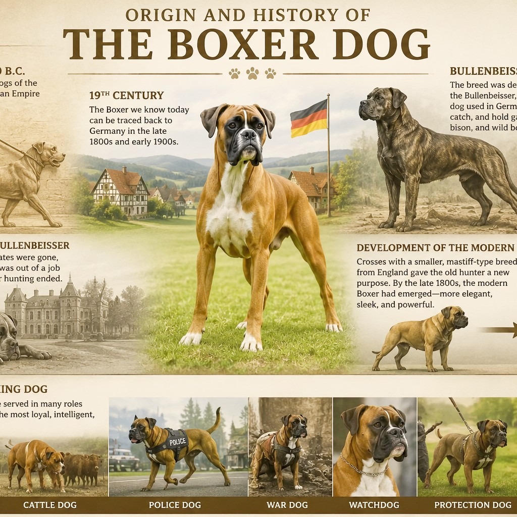 History of boxer dog shown in this image.