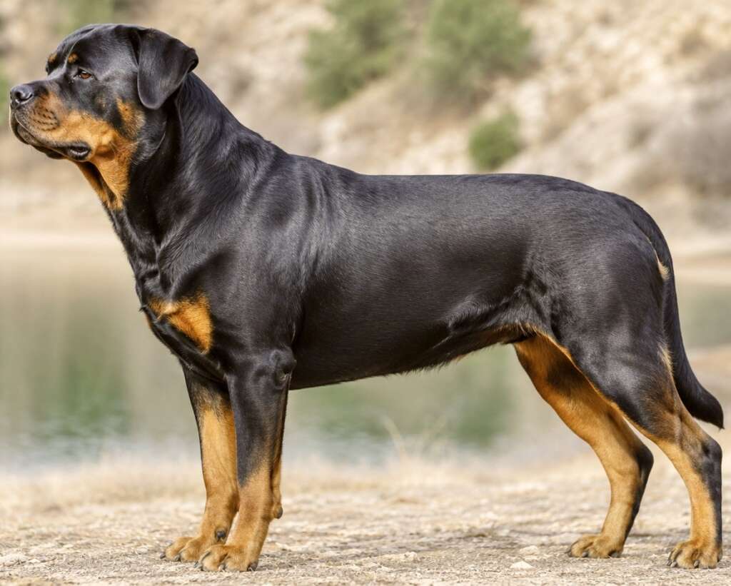 The physical appearance of rottweiler.